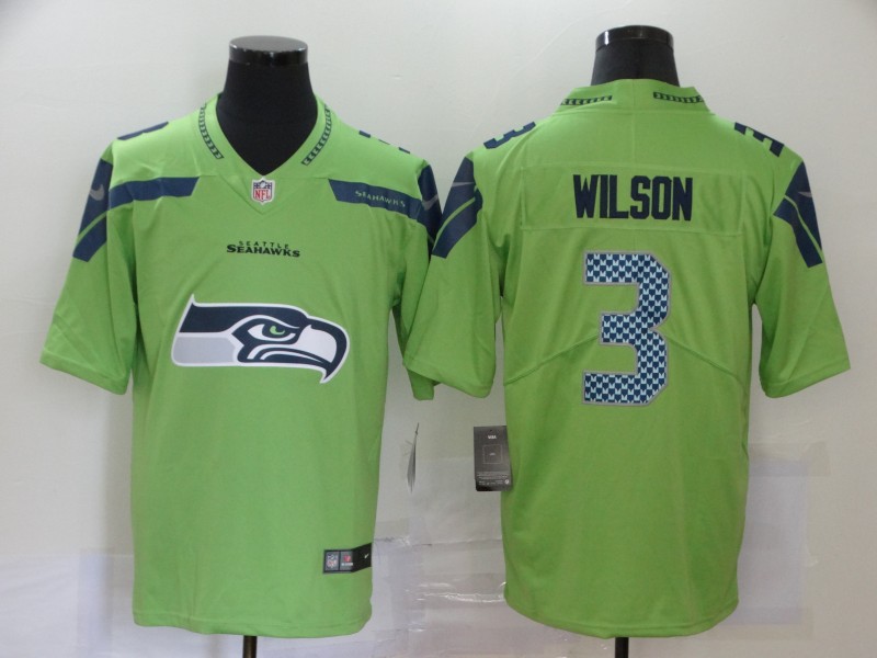 Seattle Seahawks Men #3 Russell Wilson green logo NFL Vapor Untouchable Limited Jersey